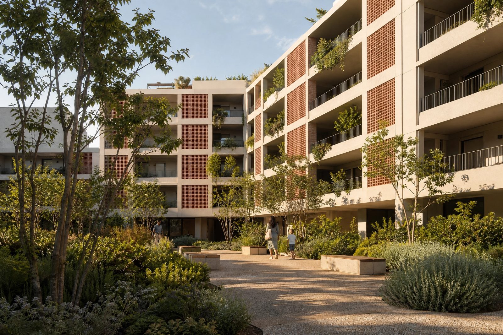 Edificio residencial de obra nueva con patio y balcones